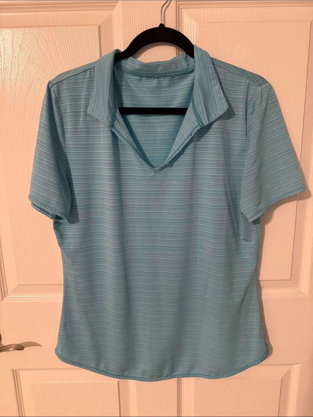 Light Aqua Striped Polo Shirt